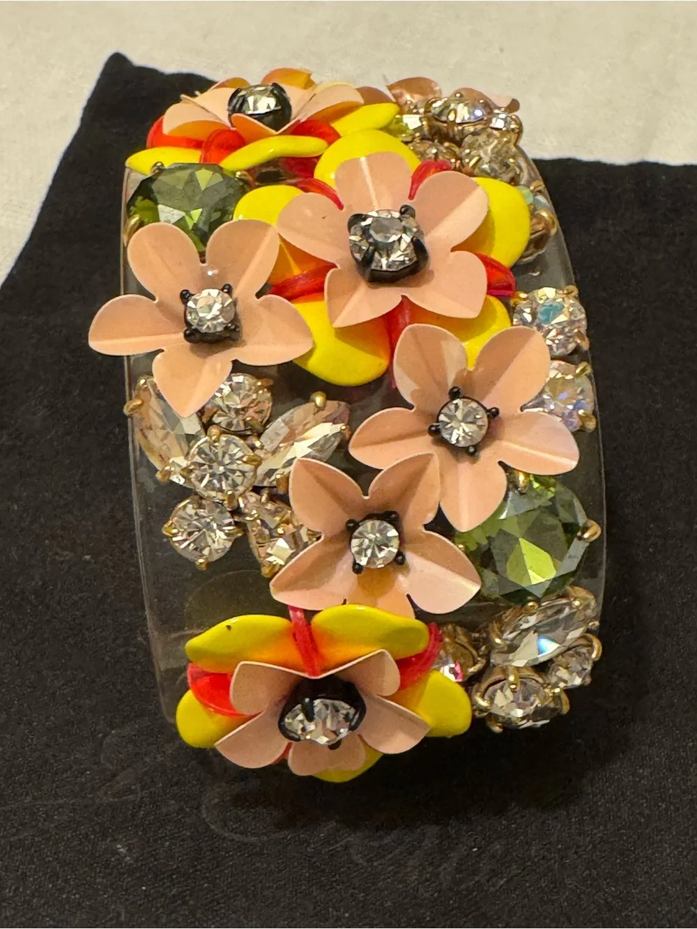 Vintage Rare J.Crew Floral Bib Statement Necklace & Flower Cuff Complete Set